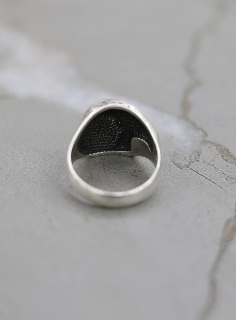 希少品 ターコイズの象嵌 銀 高橋吾郎風のスタイル 指輪 25号