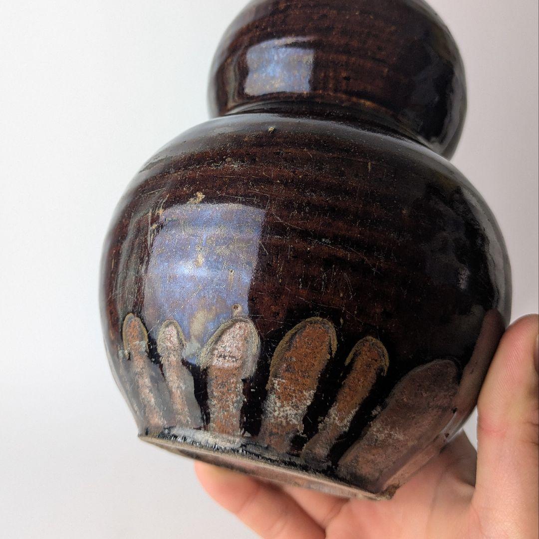 古瀬戸 飴釉 瓢形徳利 共箱 酒器 花生 花入 花器 骨董 古美術