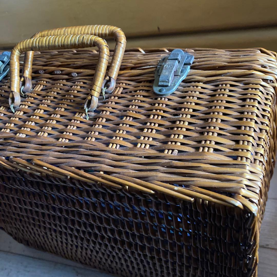 バスケット　カゴ　カゴバック　ピクニック　レトロ　昭和レトロ　年代物　カントリー