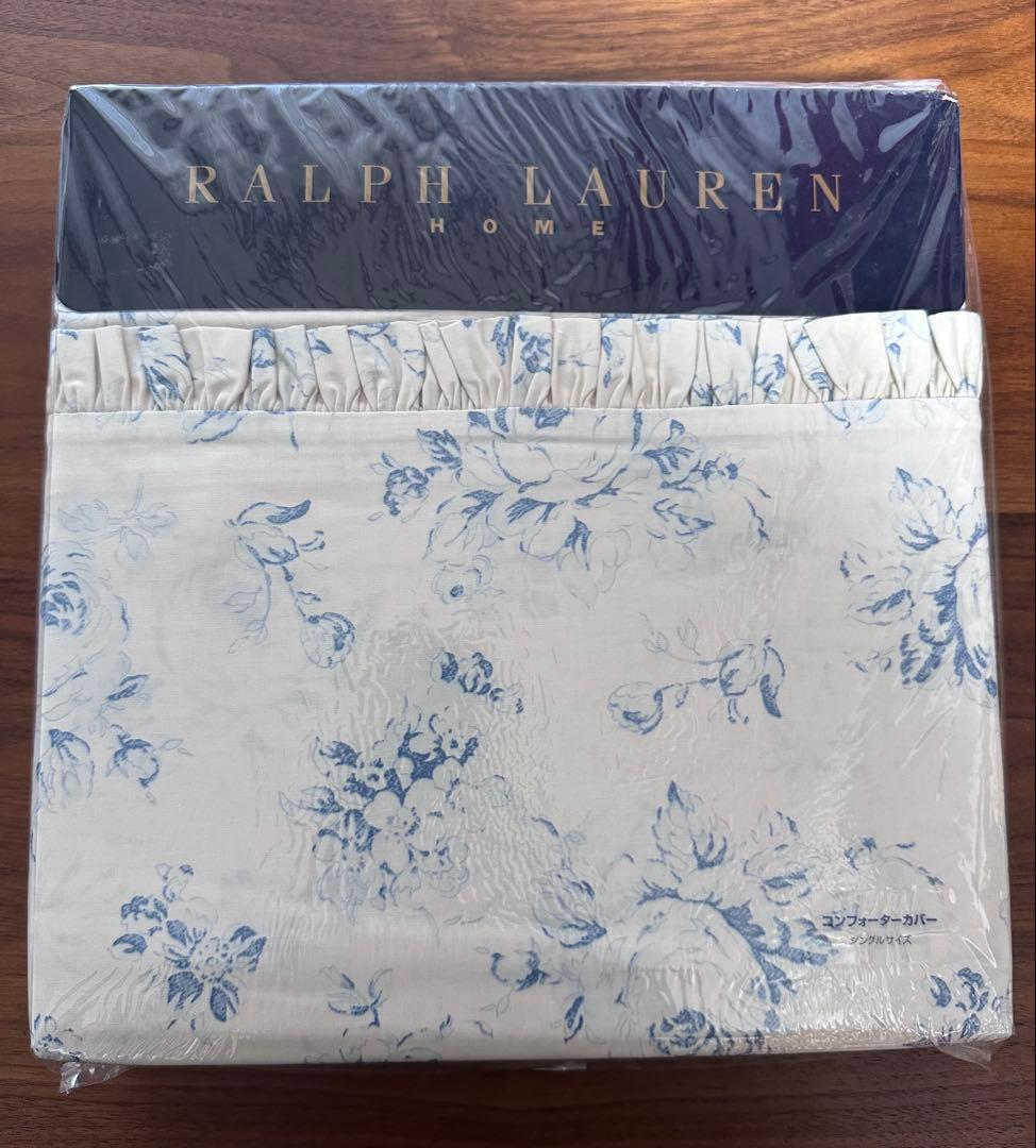 未使用ラルフローレン　シングルコンフォーターカバー&ピロケース2枚　キナリ地花柄