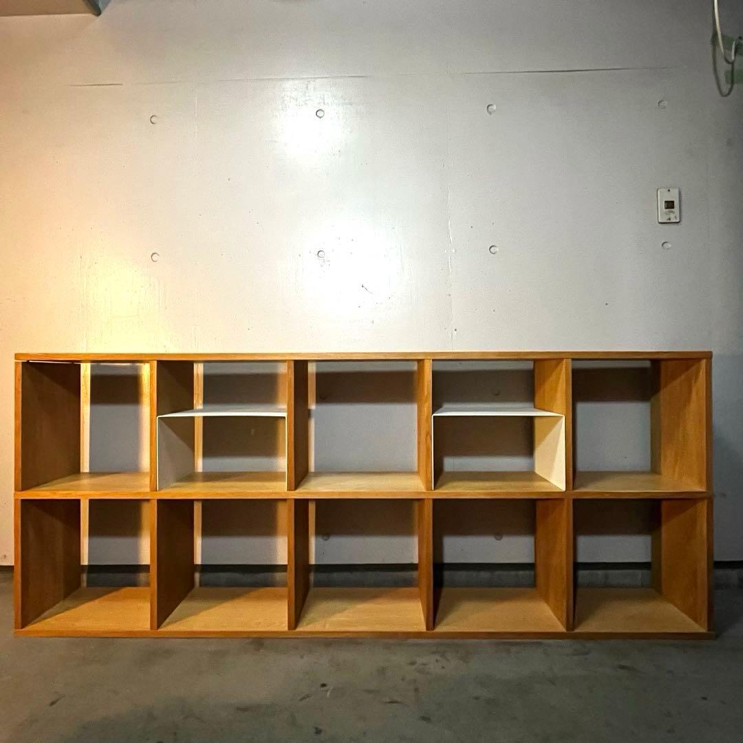 無印★スタッキングシェルフセット・５段×２列・オーク材 コの字棚２個付