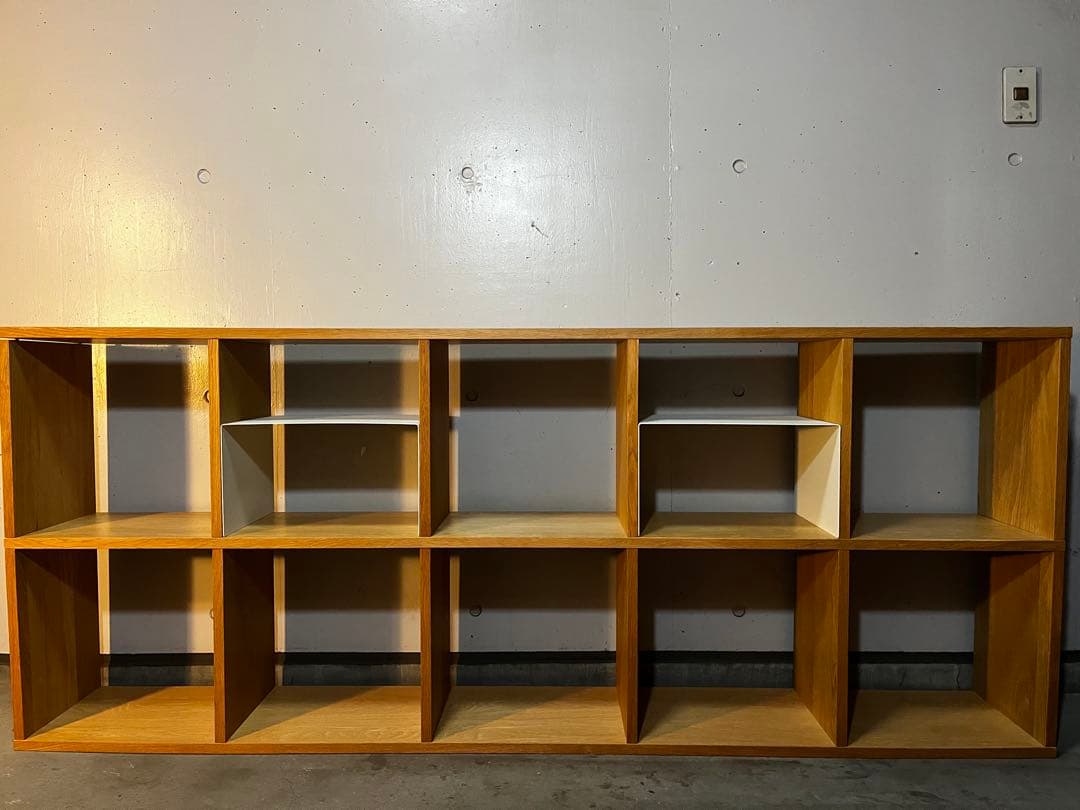 無印★スタッキングシェルフセット・５段×２列・オーク材 コの字棚２個付