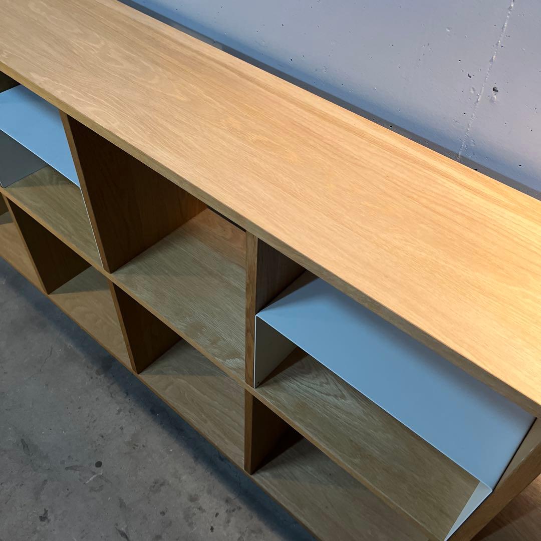 無印★スタッキングシェルフセット・５段×２列・オーク材 コの字棚２個付