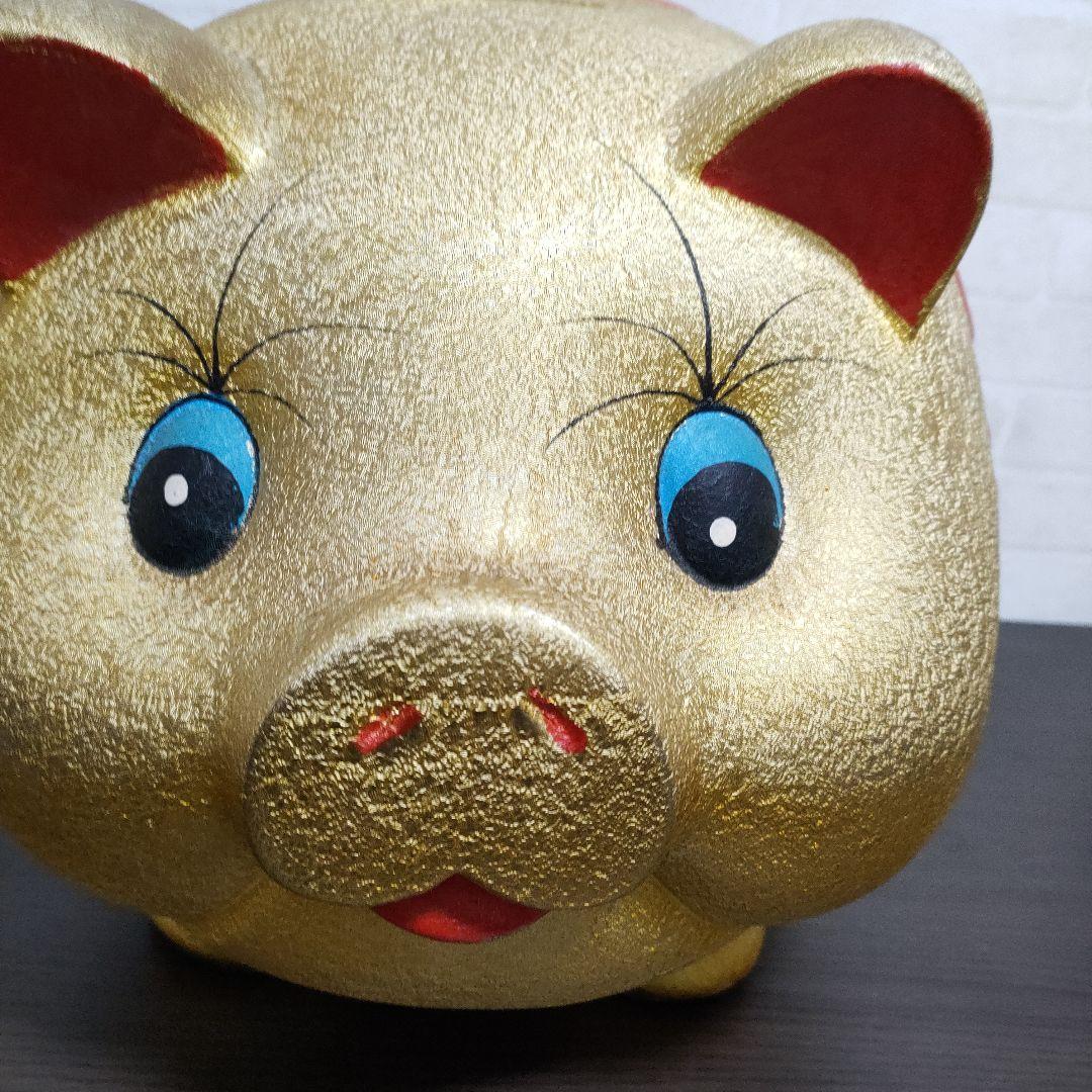 【希少】超特大サイズ 金の豚 ブタ 貯金箱 招財進賓 高さ約32cm