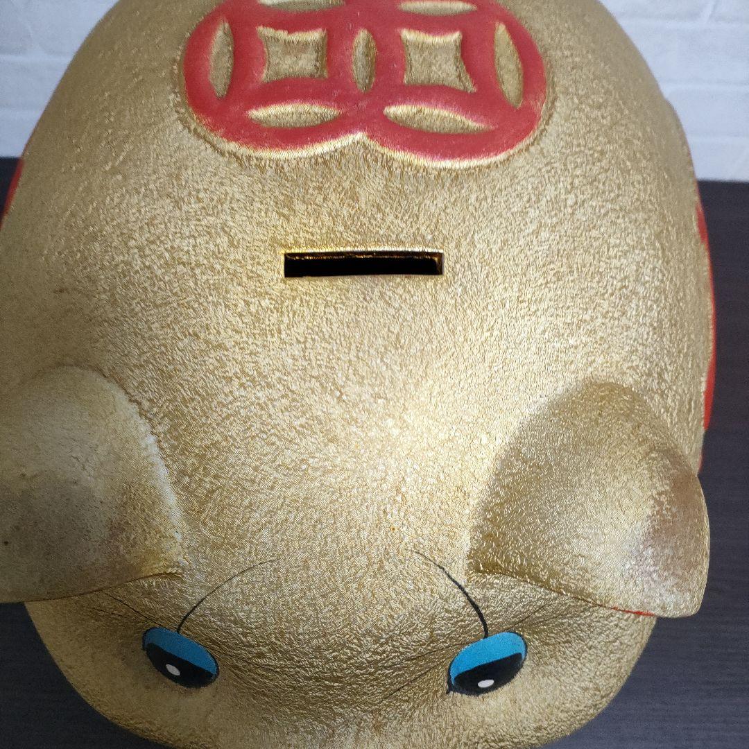 【希少】超特大サイズ 金の豚 ブタ 貯金箱 招財進賓 高さ約32cm