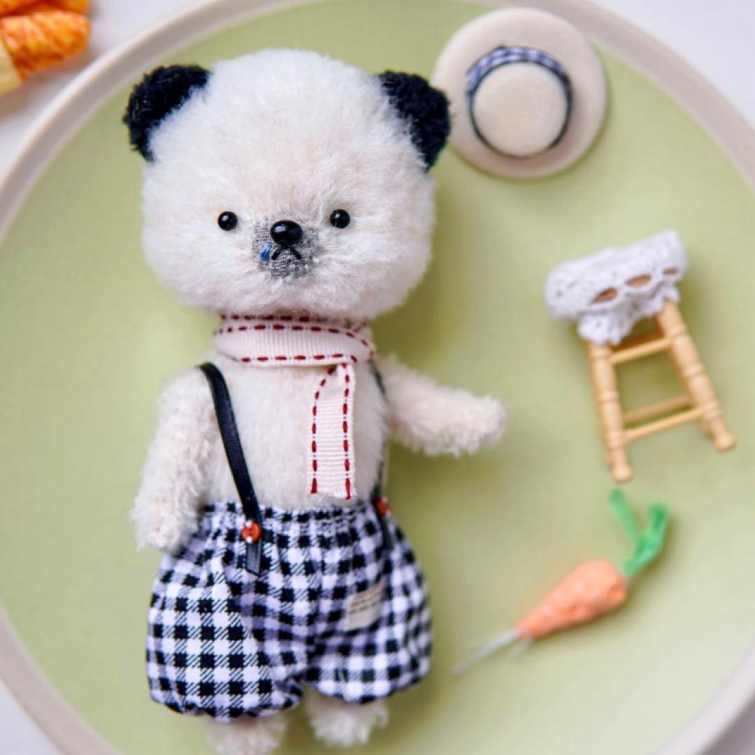 鼻水垂らす黒ミミちゃん テディベア ぬいぐるみ 海外作家様 ハンドメイド くま