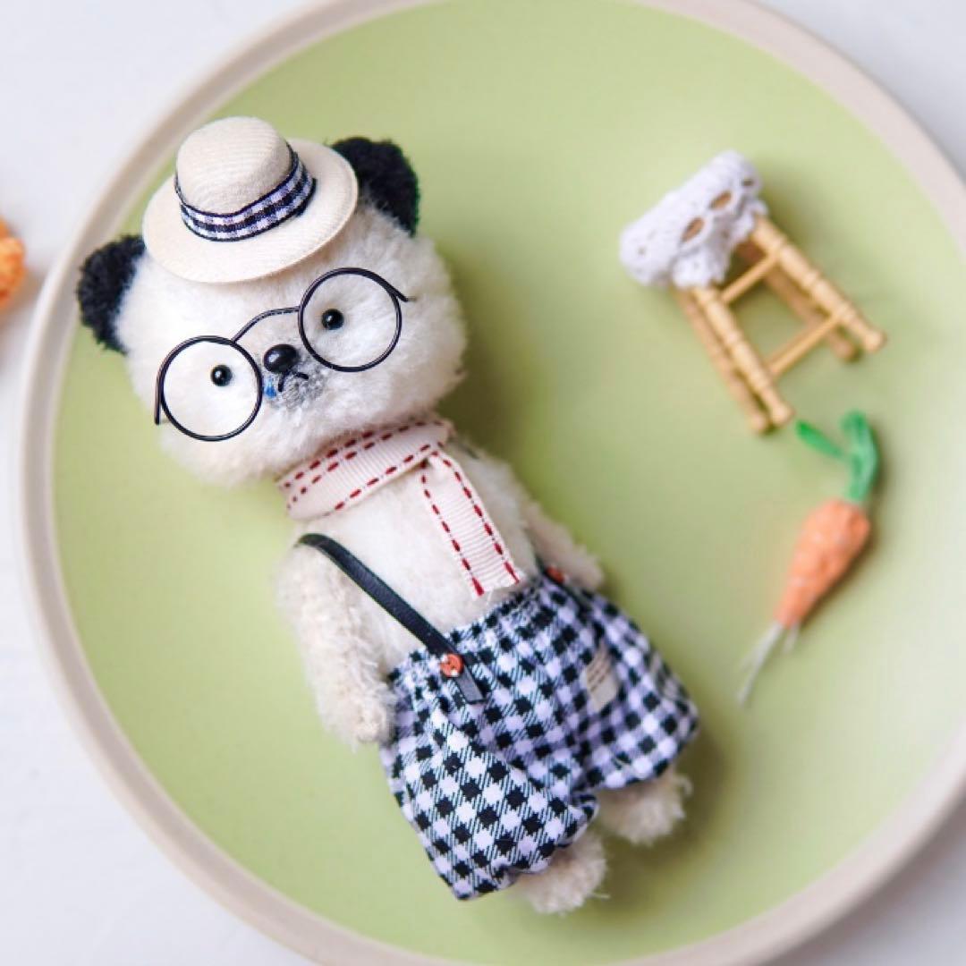 鼻水垂らす黒ミミちゃん テディベア ぬいぐるみ 海外作家様 ハンドメイド くま