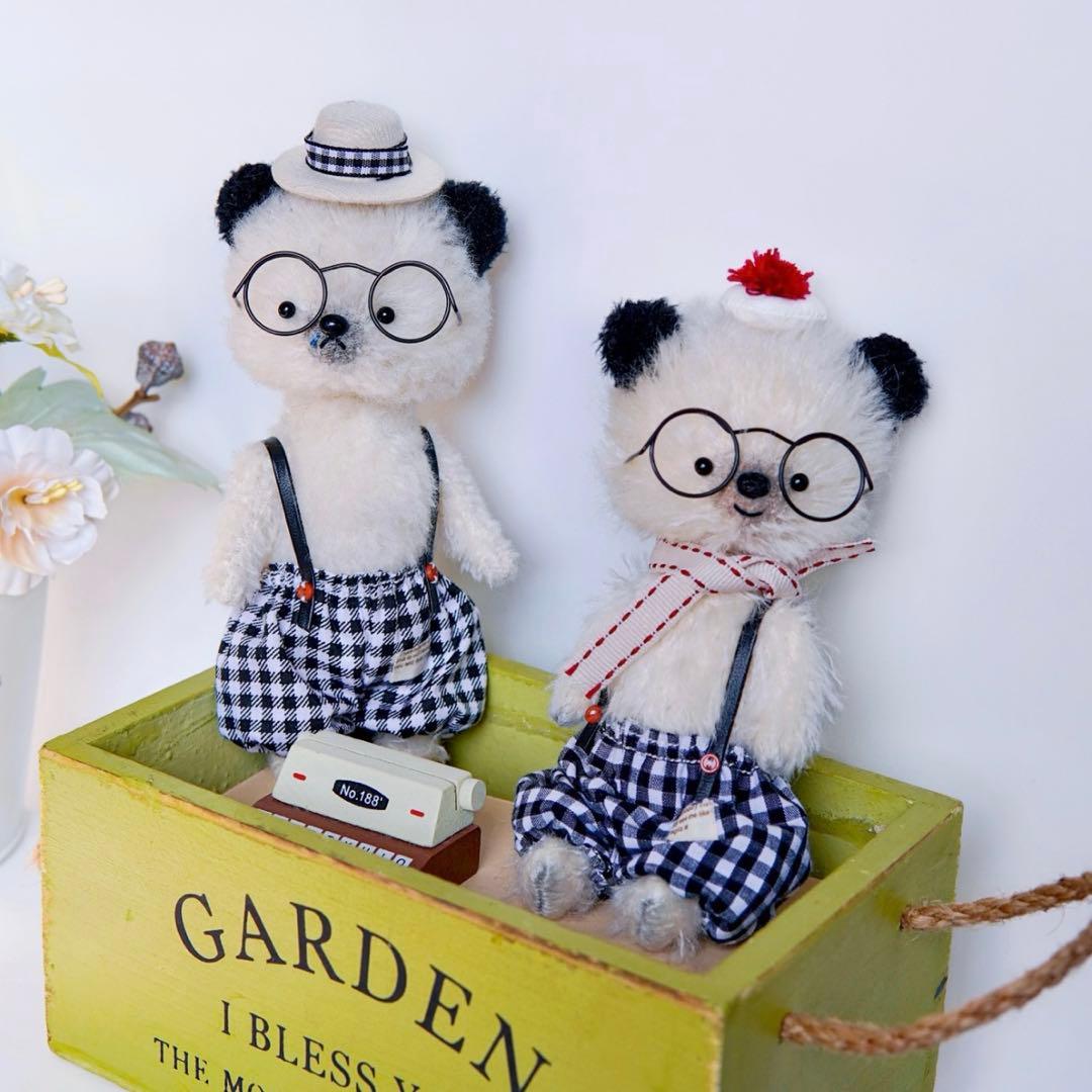 鼻水垂らす黒ミミちゃん テディベア ぬいぐるみ 海外作家様 ハンドメイド くま