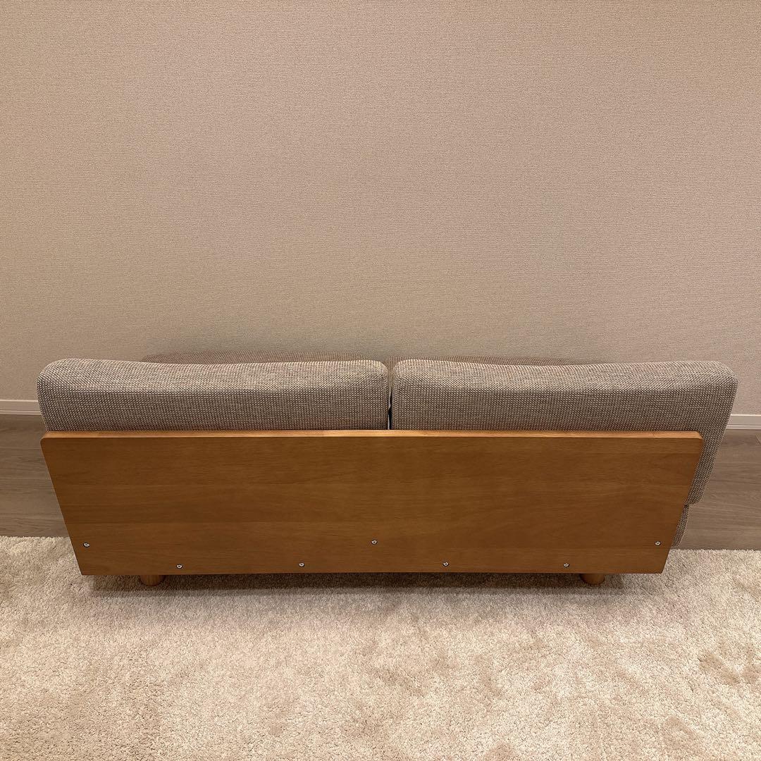 ゆったり座れるアームレスソファ　２シーター　ポリエステル平織　ベージュ　無印良品