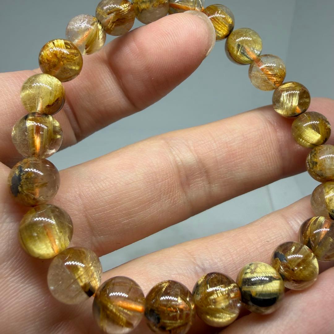 ■ハイクオリティ z9607 ゴールド タイチン ルチル クォーツ 150金運■