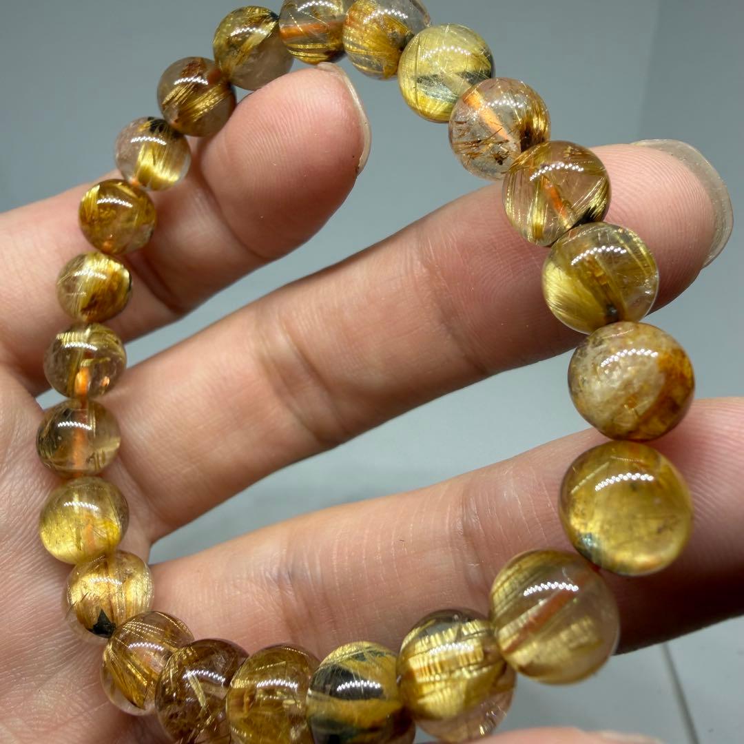 ■ハイクオリティ z9607 ゴールド タイチン ルチル クォーツ 150金運■