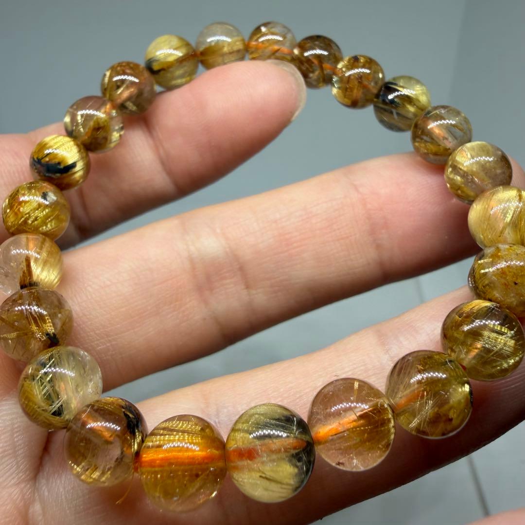 ■ハイクオリティ z9607 ゴールド タイチン ルチル クォーツ 150金運■