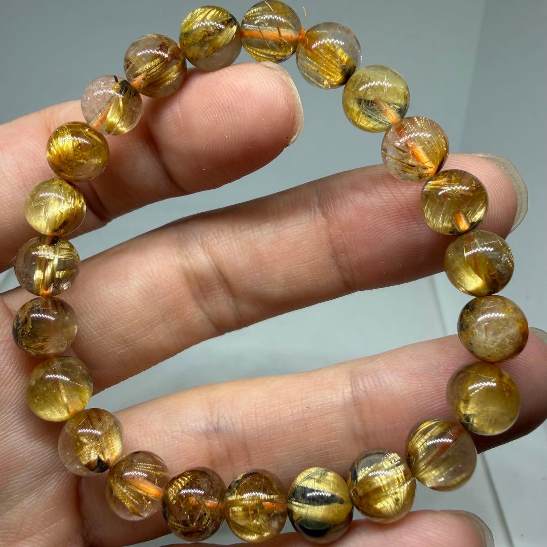 ■ハイクオリティ z9607 ゴールド タイチン ルチル クォーツ 150金運■