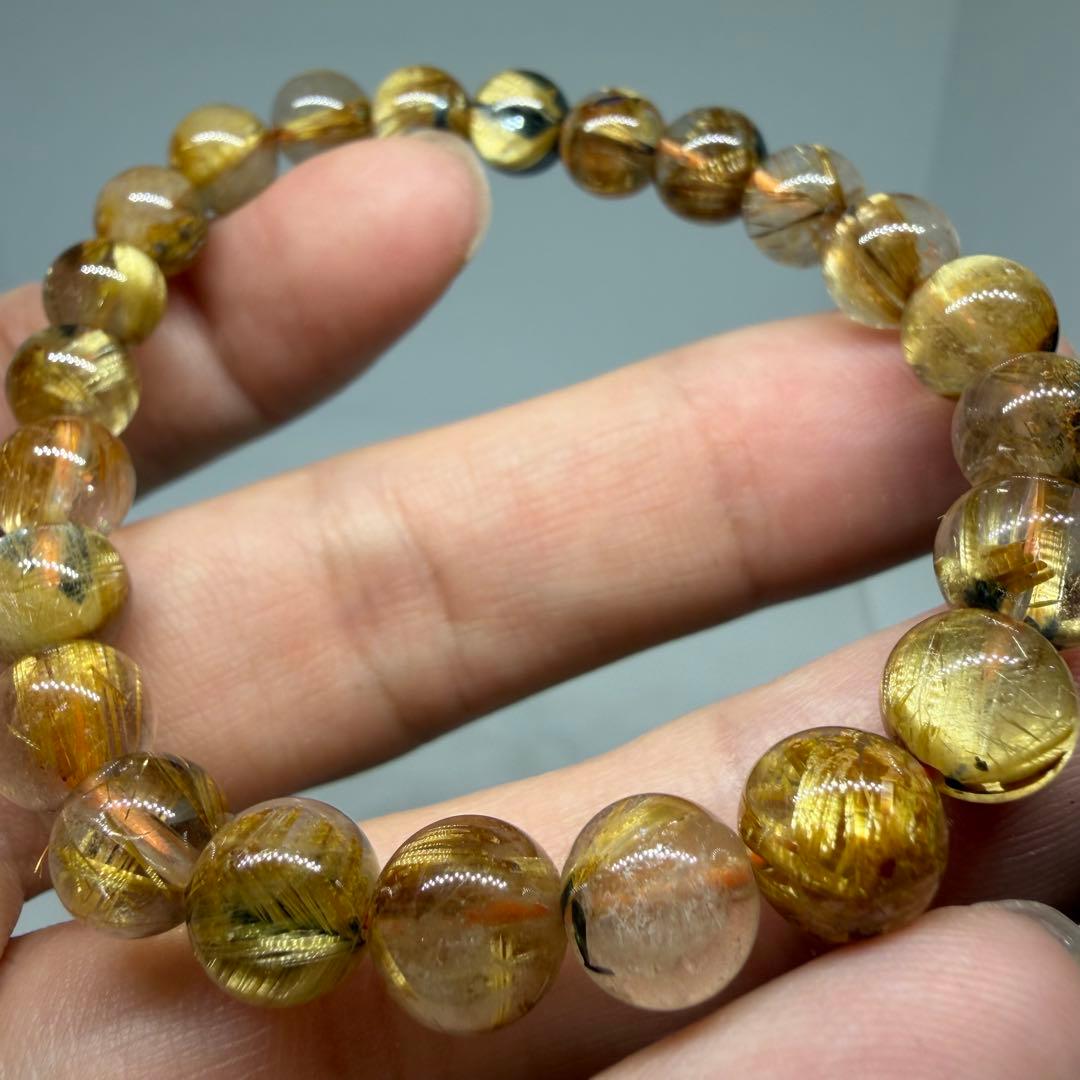 ■ハイクオリティ z9607 ゴールド タイチン ルチル クォーツ 150金運■