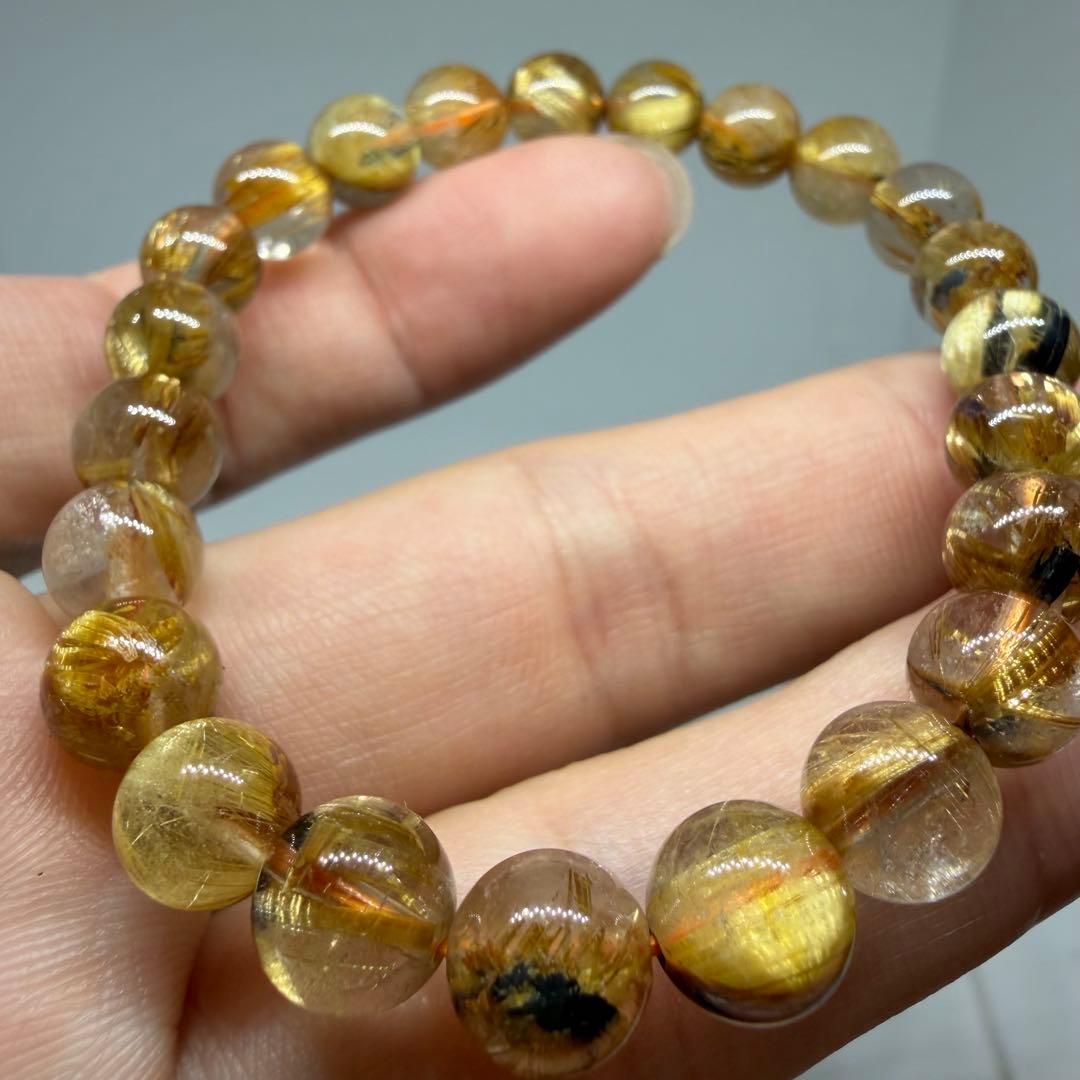 ■ハイクオリティ z9607 ゴールド タイチン ルチル クォーツ 150金運■