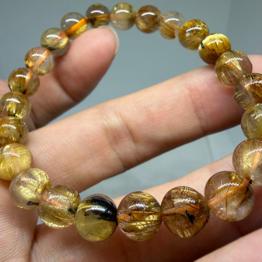 ■ハイクオリティ z9607 ゴールド タイチン ルチル クォーツ 150金運■