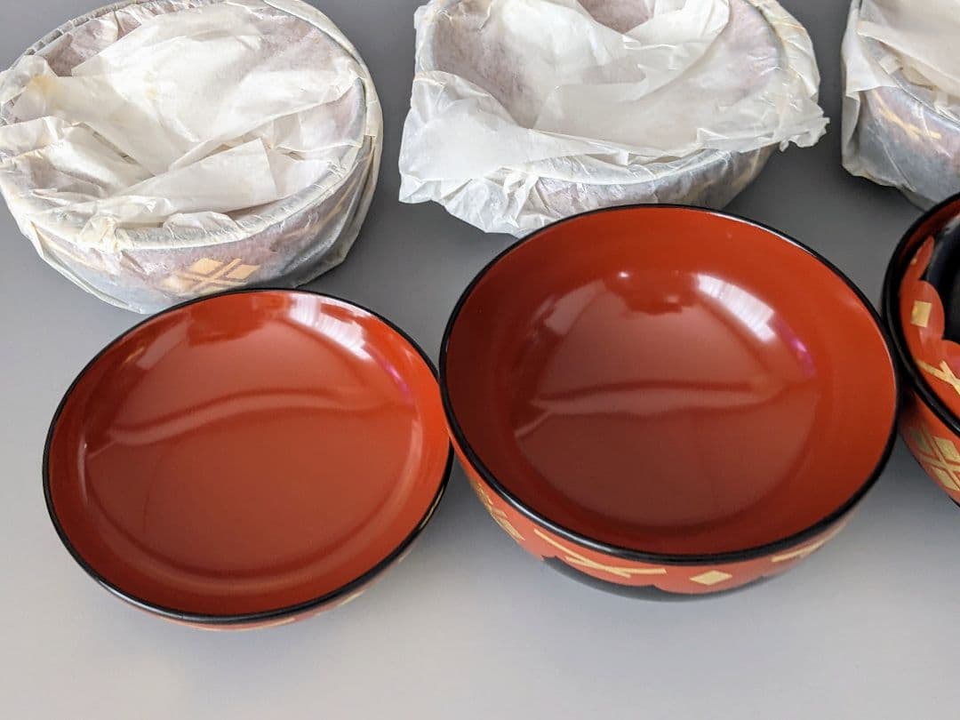 秀衡塗 蓋付き椀 五客セット 丸三漆器