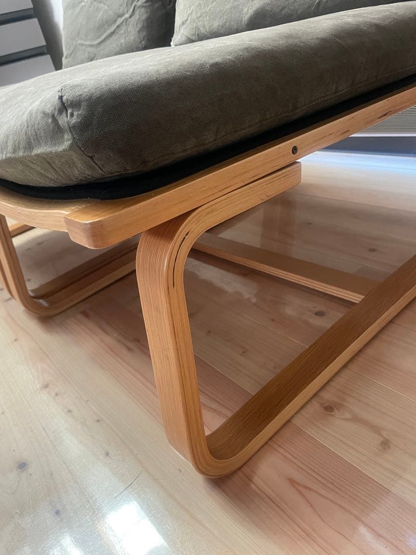 無印　リビングでもダイニングでもつかえるソファチェア　オーク材　カーキ　手渡し