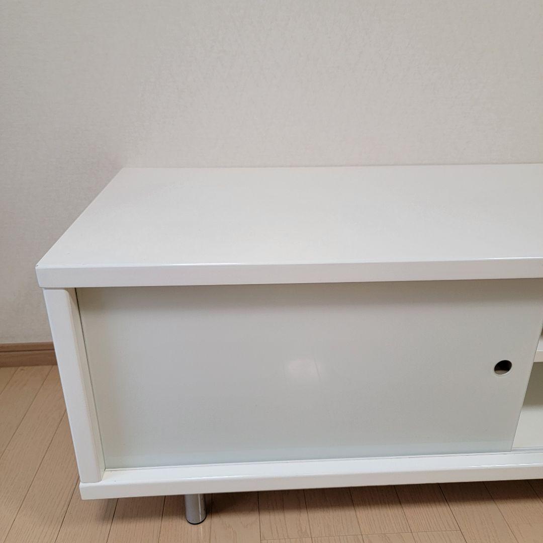 パールホワイト 光沢張り ガラス引き扉 テレビボード 180cm