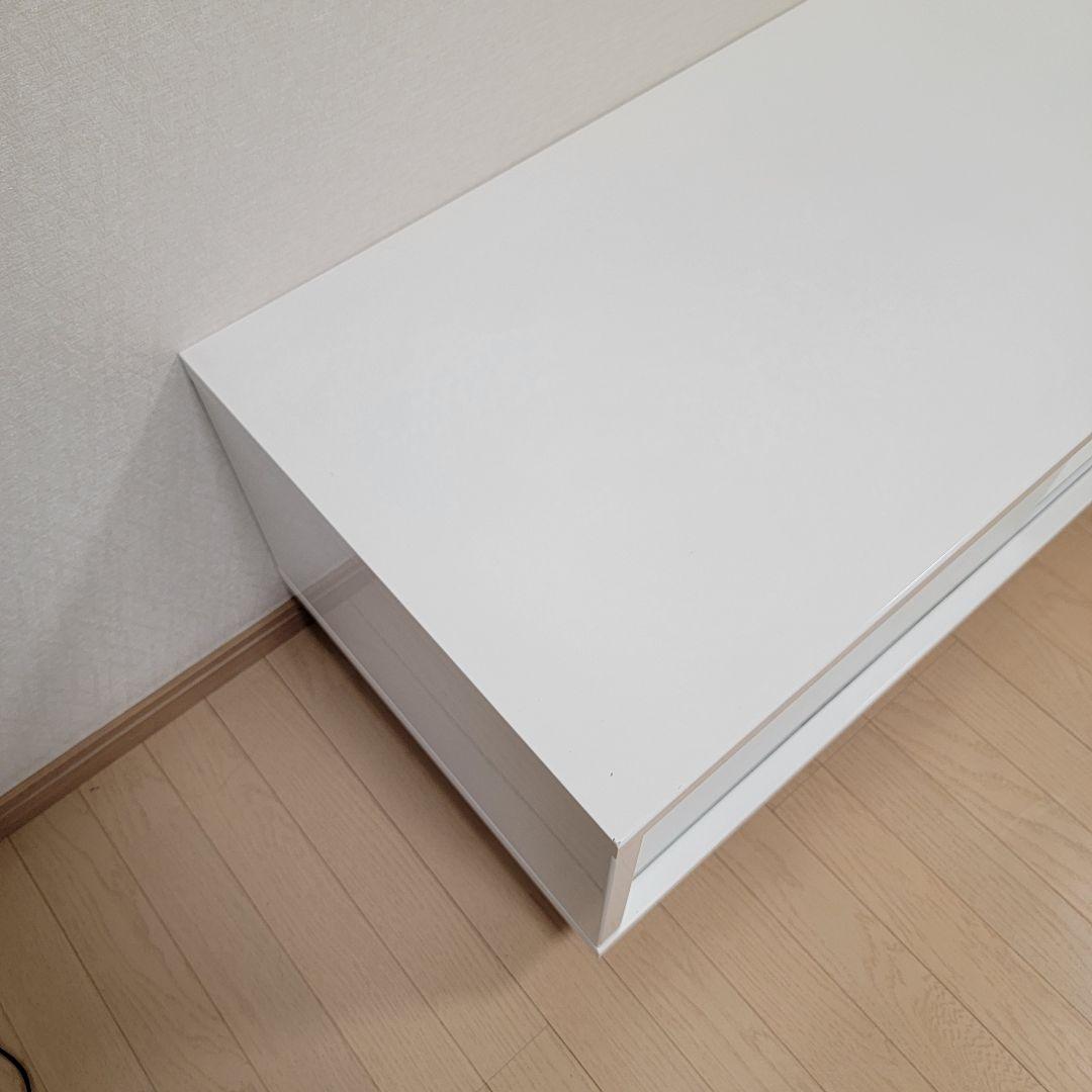 パールホワイト 光沢張り ガラス引き扉 テレビボード 180cm