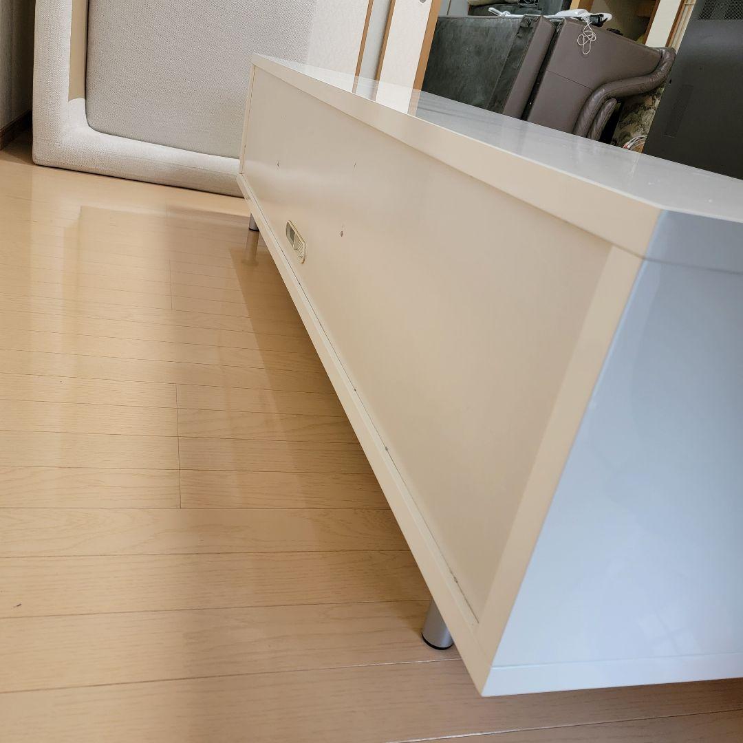 パールホワイト 光沢張り ガラス引き扉 テレビボード 180cm