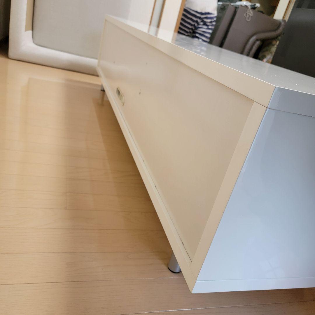 パールホワイト 光沢張り ガラス引き扉 テレビボード 180cm