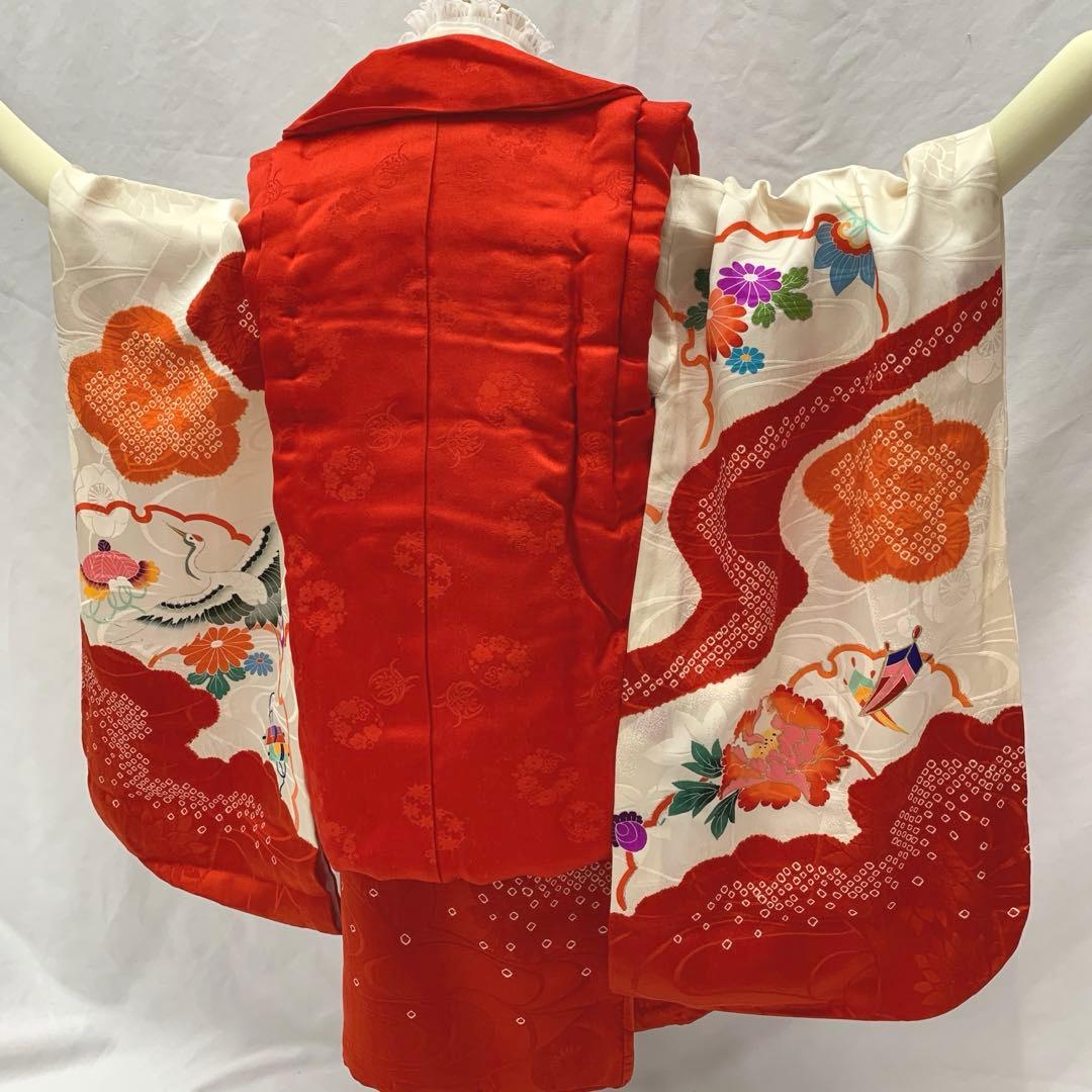 504agu6□七五三 三歳 女の子 着物&被布□状態良好