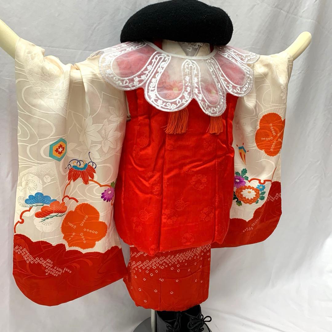 504agu6□七五三 三歳 女の子 着物&被布□状態良好