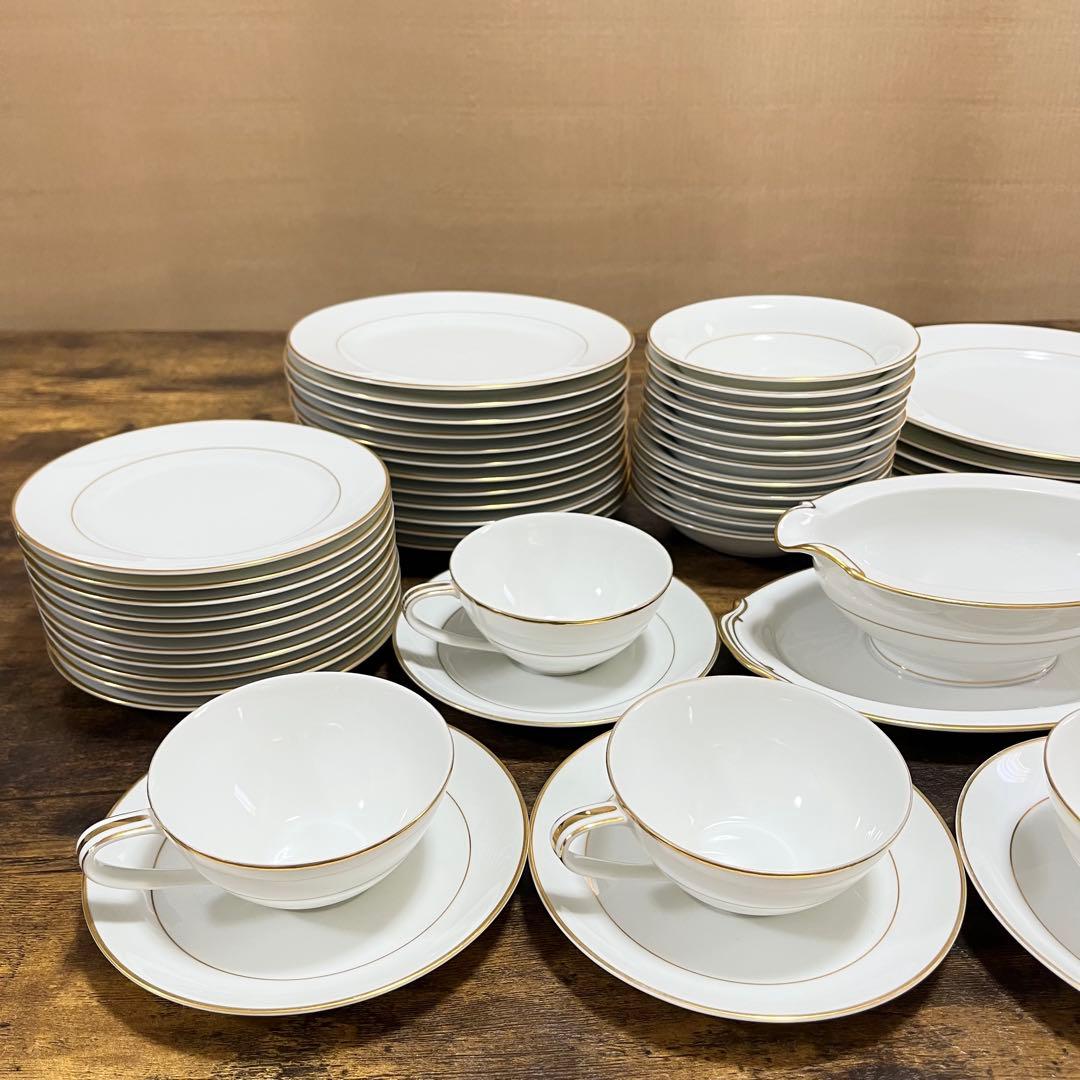 【未使用】Noritake ホワイト ゴールドライン 食器セット　48皿