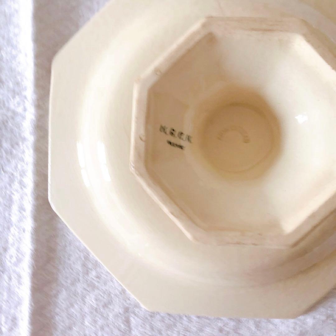 希少　クレイユモントロー　オクトゴナルケーキスタンド　フランスアンティーク食器