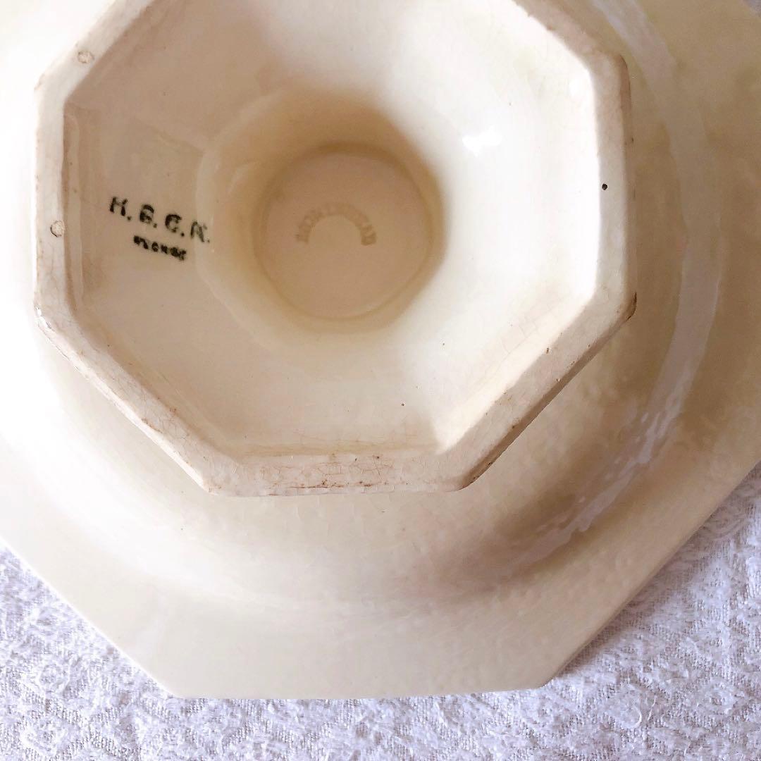 希少　クレイユモントロー　オクトゴナルケーキスタンド　フランスアンティーク食器