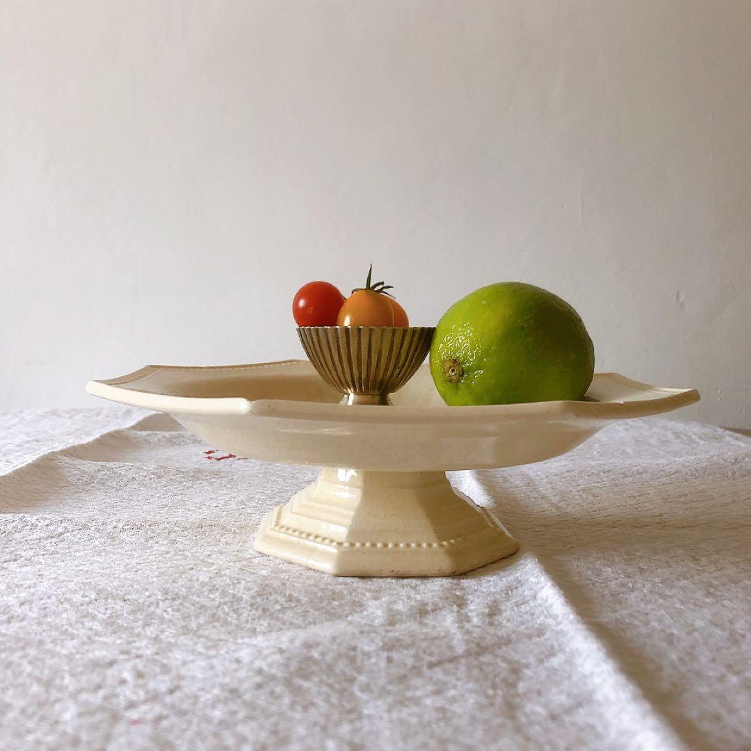 希少　クレイユモントロー　オクトゴナルケーキスタンド　フランスアンティーク食器