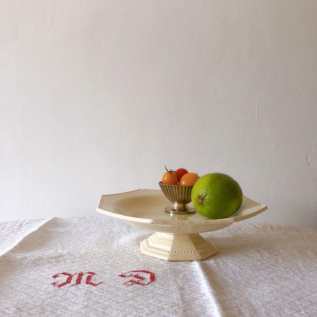 希少　クレイユモントロー　オクトゴナルケーキスタンド　フランスアンティーク食器