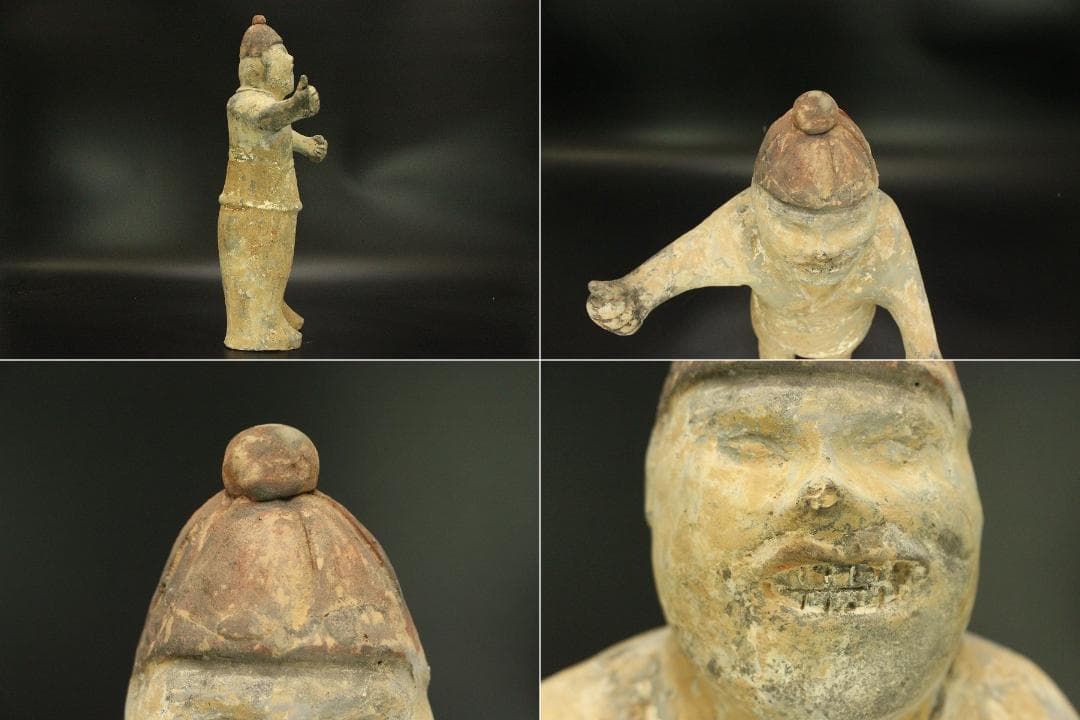 中国美術 加彩 駱駝護人物 俑 高50cm(A882)