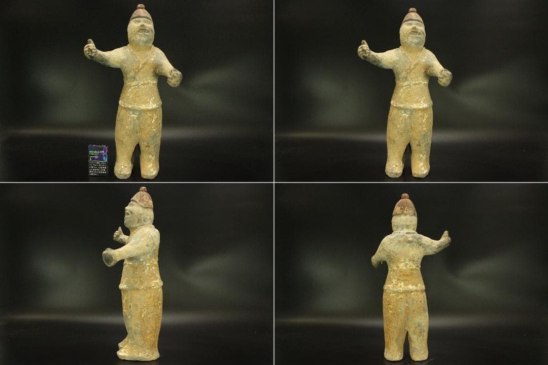 中国美術 加彩 駱駝護人物 俑 高50cm(A882)