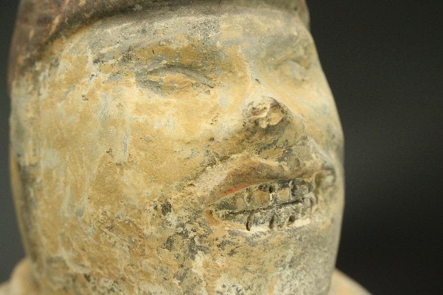 中国美術 加彩 駱駝護人物 俑 高50cm(A882)