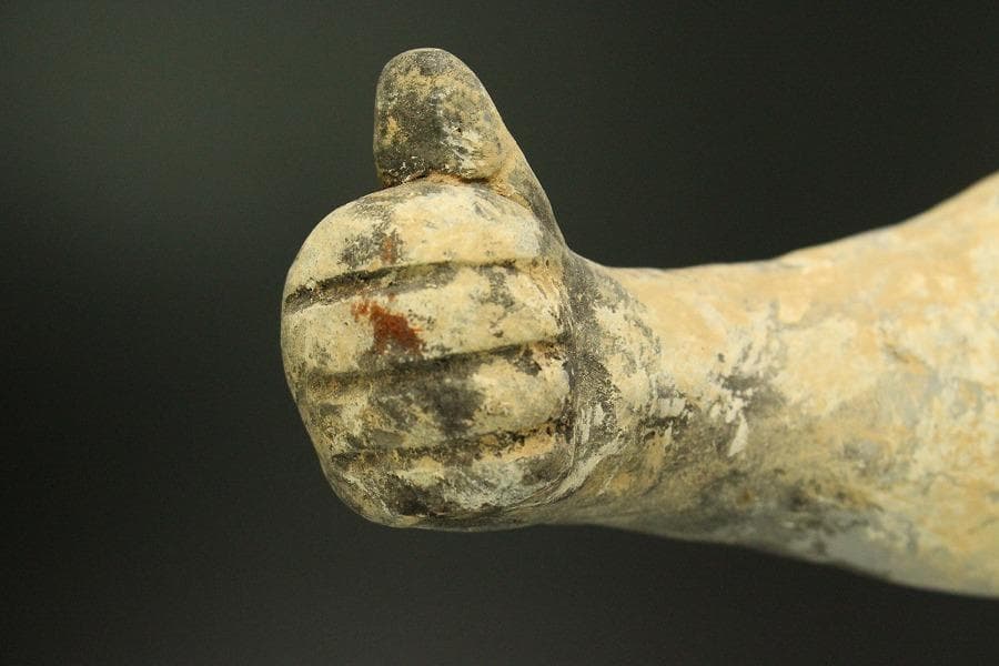 中国美術 加彩 駱駝護人物 俑 高50cm(A882)