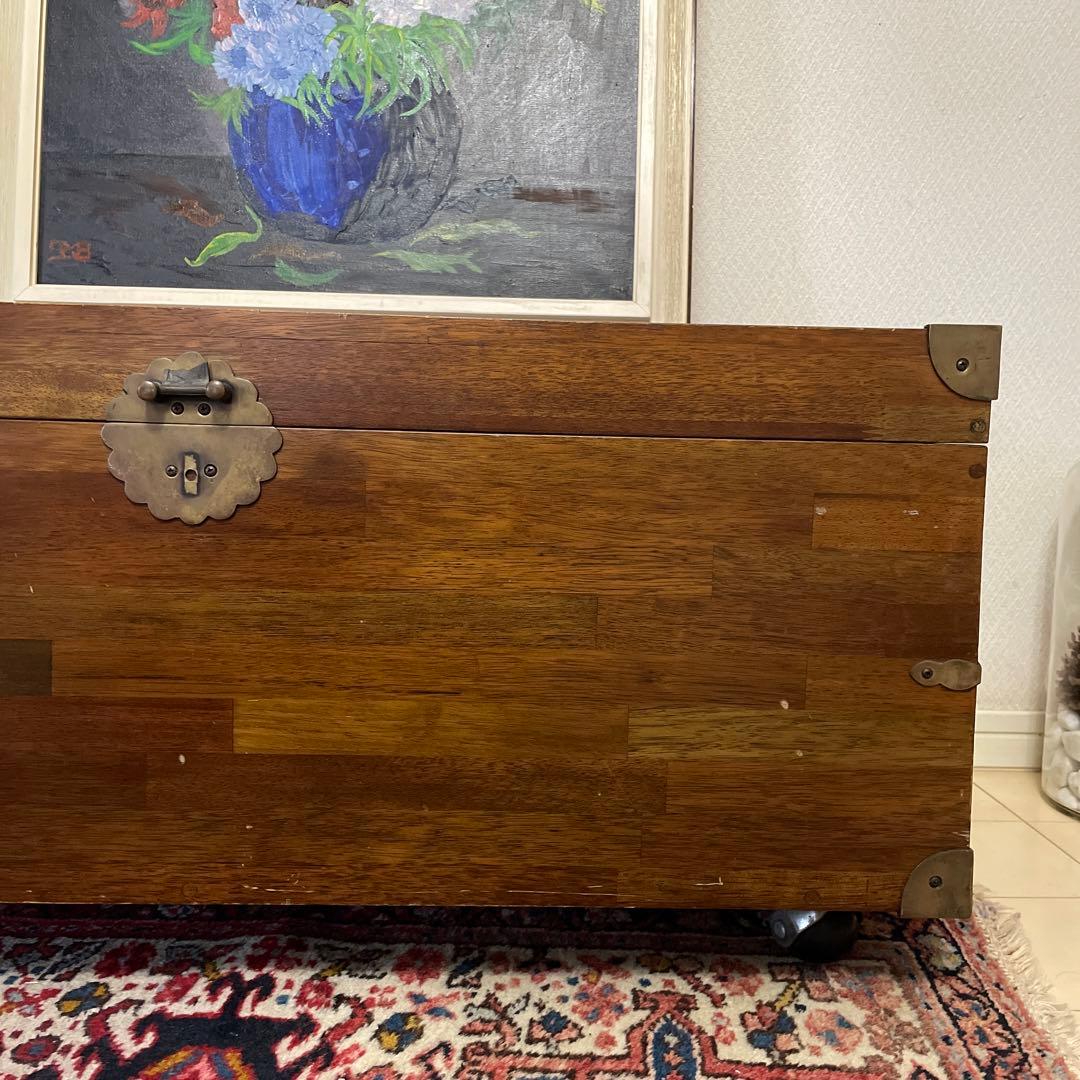 アンティーク　テーブル　衣装箱　木箱