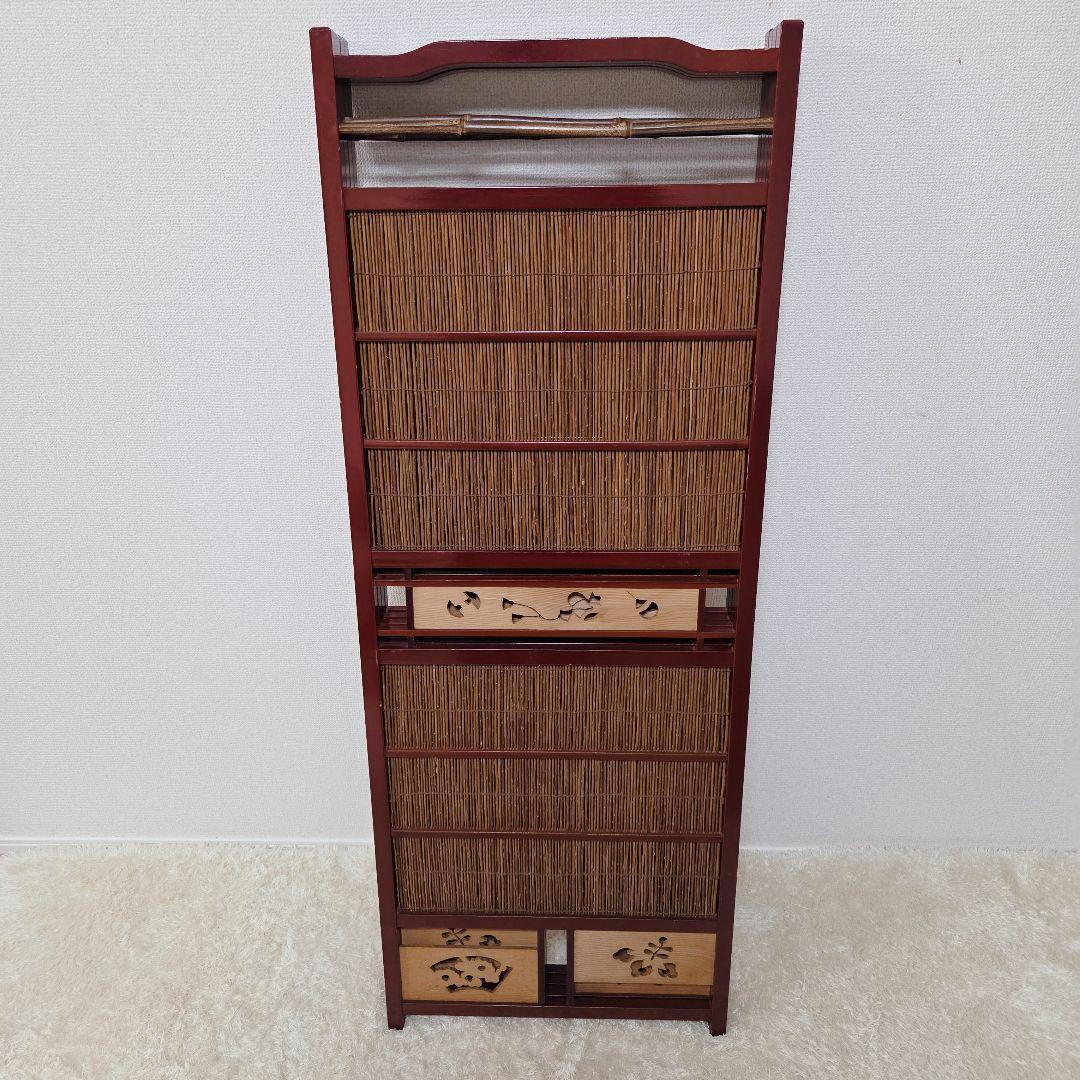 パーティション アンティーク 昭和レトロ 4連 衝立 竹簾屏風 アジアン 竹