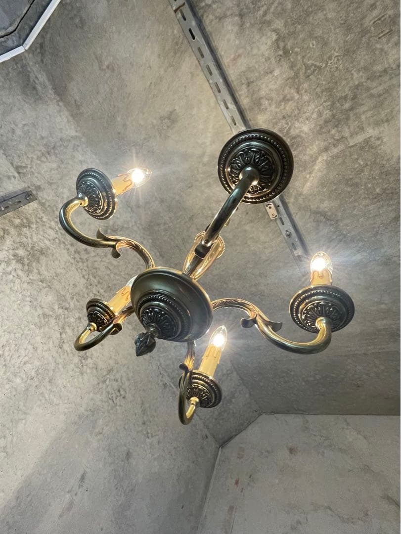 激安！5-9.フランス アンティーク シャンデリア 5灯 キャンドル ブロンズ