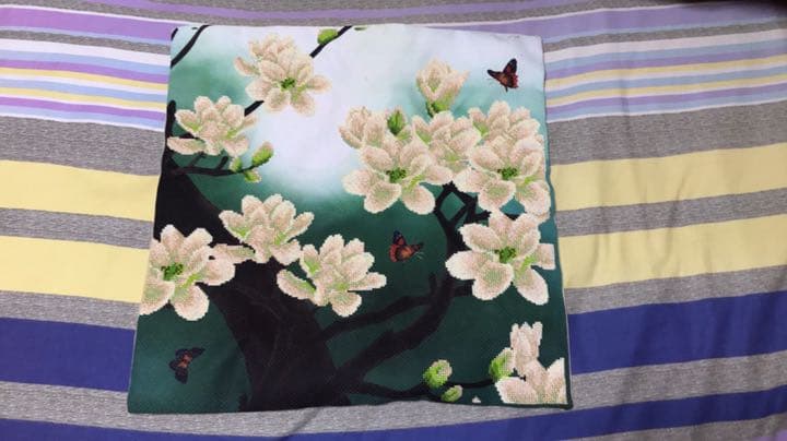 クロスステッチ玉蘭の花のクッションカバー2点セット