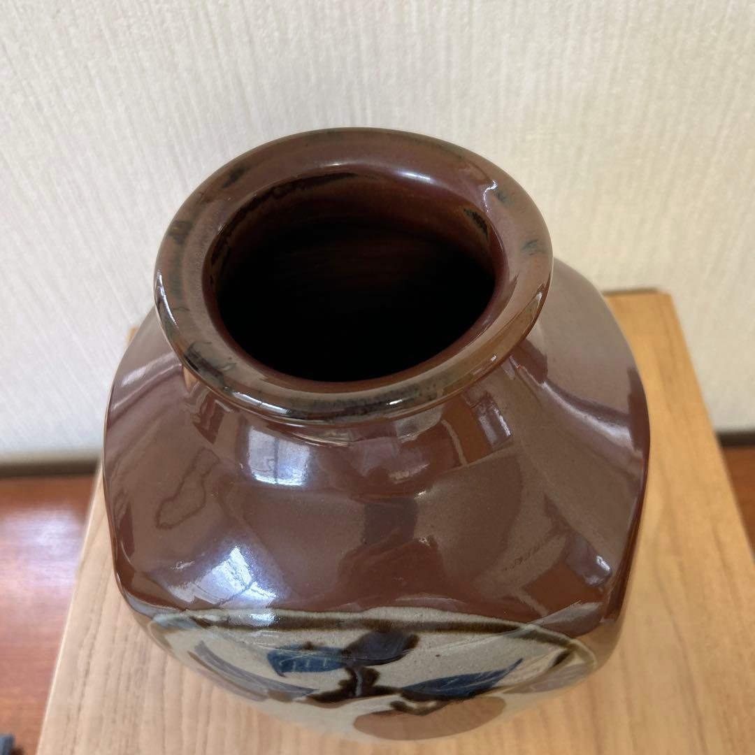 民芸伝統工芸士 大塚健一【 柿釉花瓶】保管用桐箱