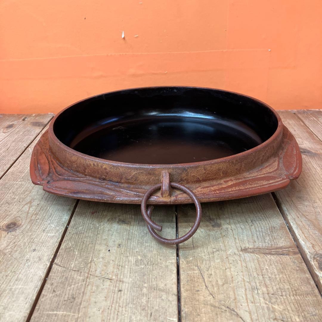 D-5 南部鉄器 すき焼き鍋 鉄鍋 鋳物 ヴィンテージ アンティーク 骨董古道具