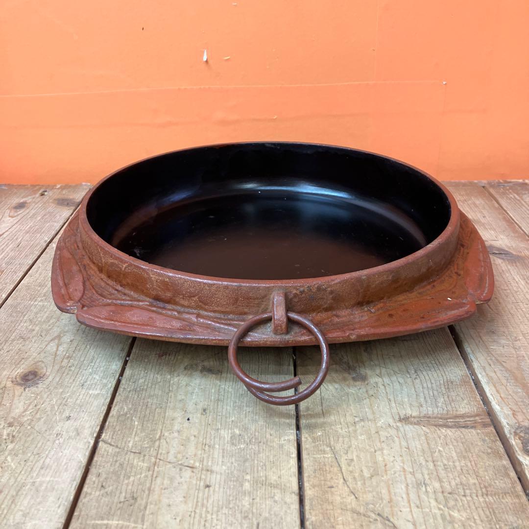 D-5 南部鉄器 すき焼き鍋 鉄鍋 鋳物 ヴィンテージ アンティーク 骨董古道具