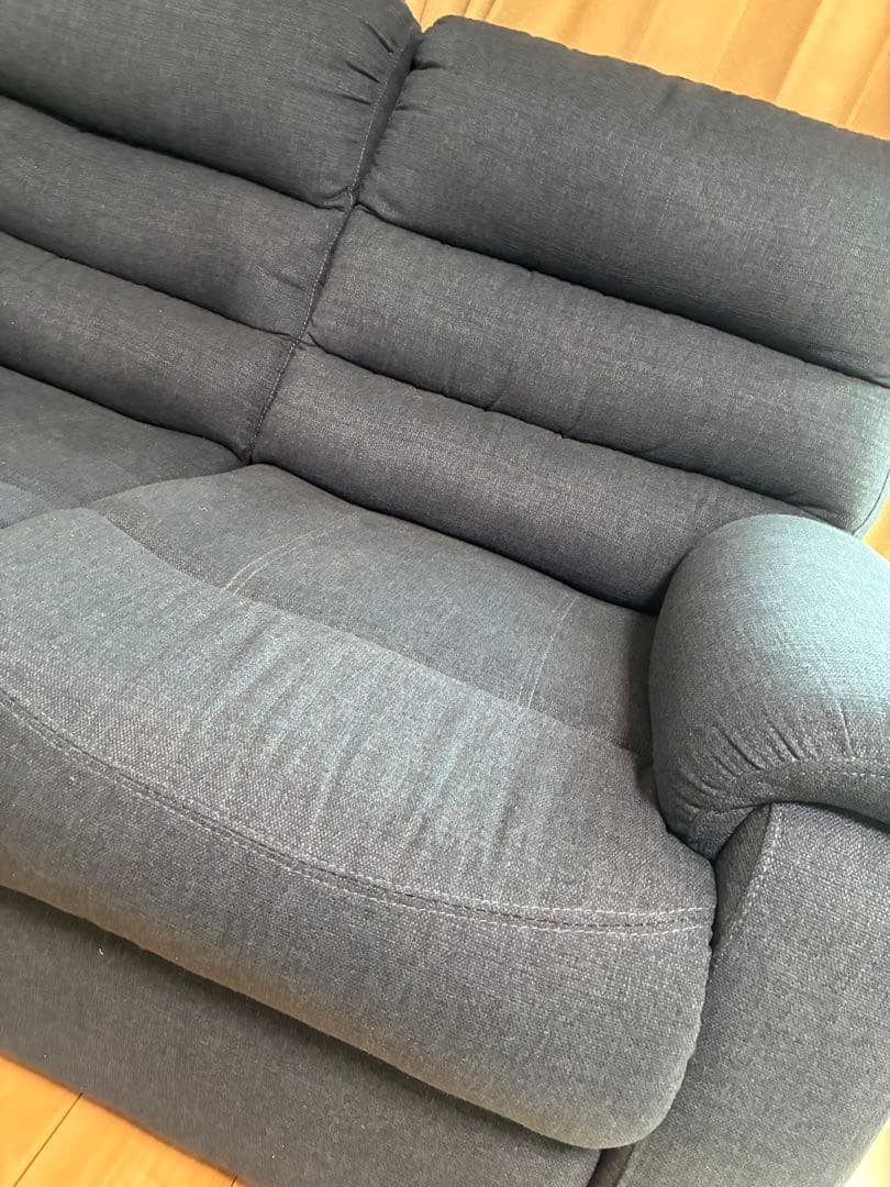 ニトリ　自動リクライニング2人掛けソファ ネイビー