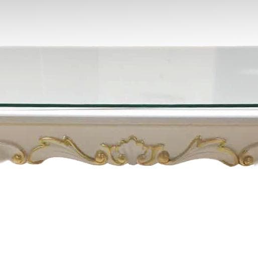 激安！ 131cm センターテーブル 新品 アイボリー 金箔 白家具 天板保護