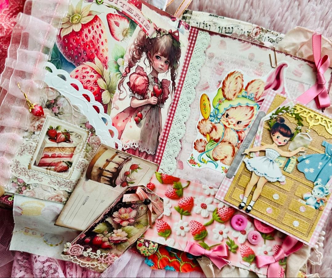 ジャンクジャーナル雑記帳/レースたっぷり『pink dream 』片耳ピアス4付