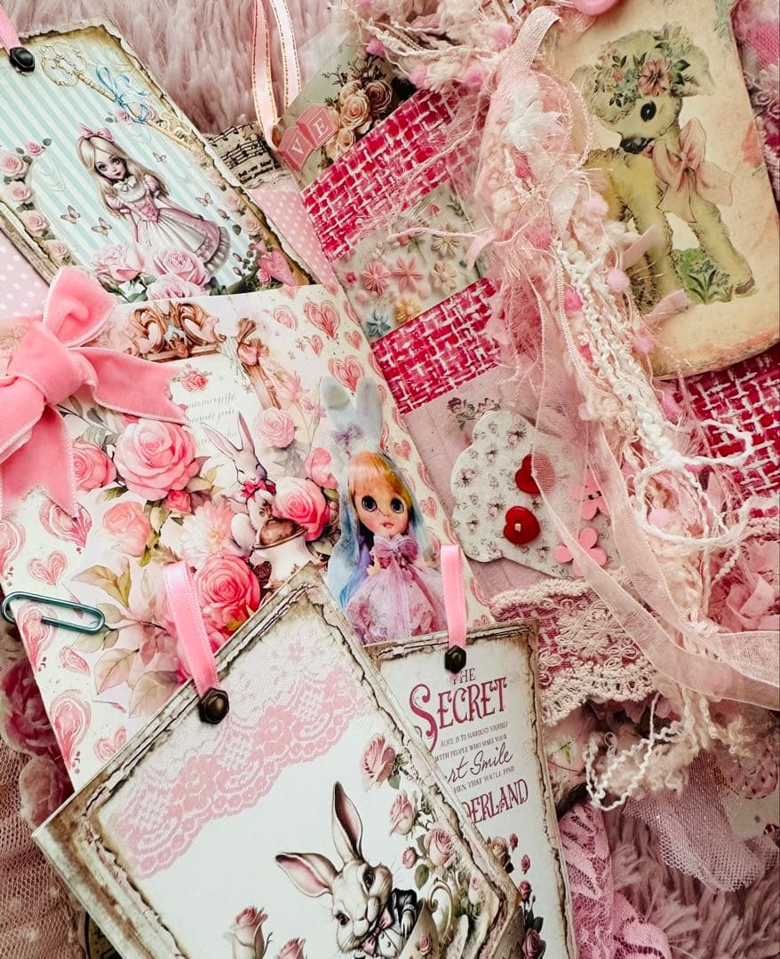 ジャンクジャーナル雑記帳/レースたっぷり『pink dream 』片耳ピアス4付