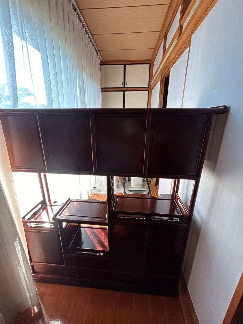 茶箪笥、飾り棚、茶棚、紫檀黒檀、アンティーク、レトロ、和風サイドボード、和食器棚