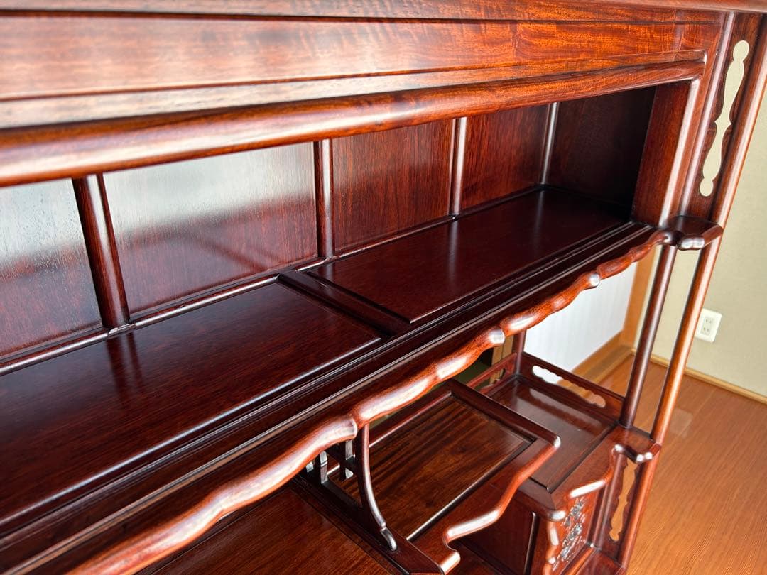 茶箪笥、飾り棚、茶棚、紫檀黒檀、アンティーク、レトロ、和風サイドボード、和食器棚